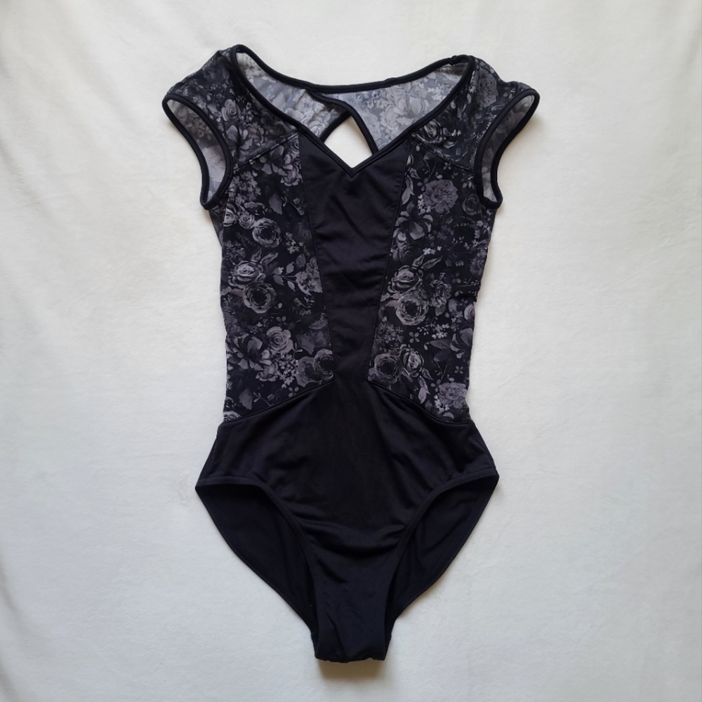 Bloch Black Leotard with Floral Mesh Details Size P/XS